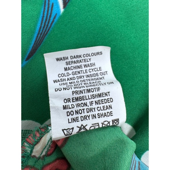 Alvish Men's Green Santa Surfing Hawaiian‎ Aloha Button Up Shirt Size XL - Picture 5 of 6